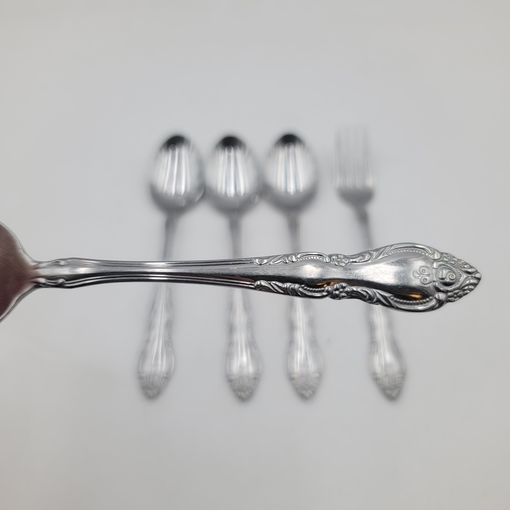 5pc Northland Oneida Malmaison Stainless Flatware Set 4 Spoons 1 Dinner Fork